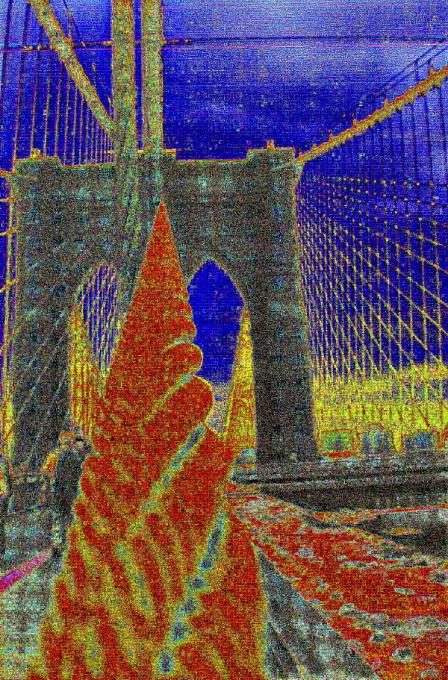 Brooklyn Bridge in red